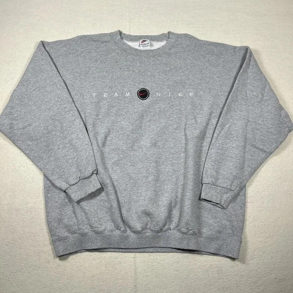 Vintage Nike Sweatshirt Mens XL Gray Team Nike Logo‎ Crewneck 90s Made USA - Picture 2 of 9